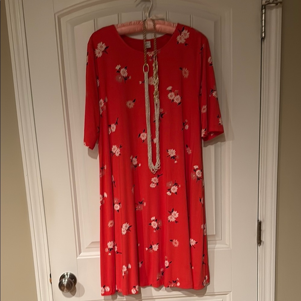 Old Navy Red Floral Midi Dress
